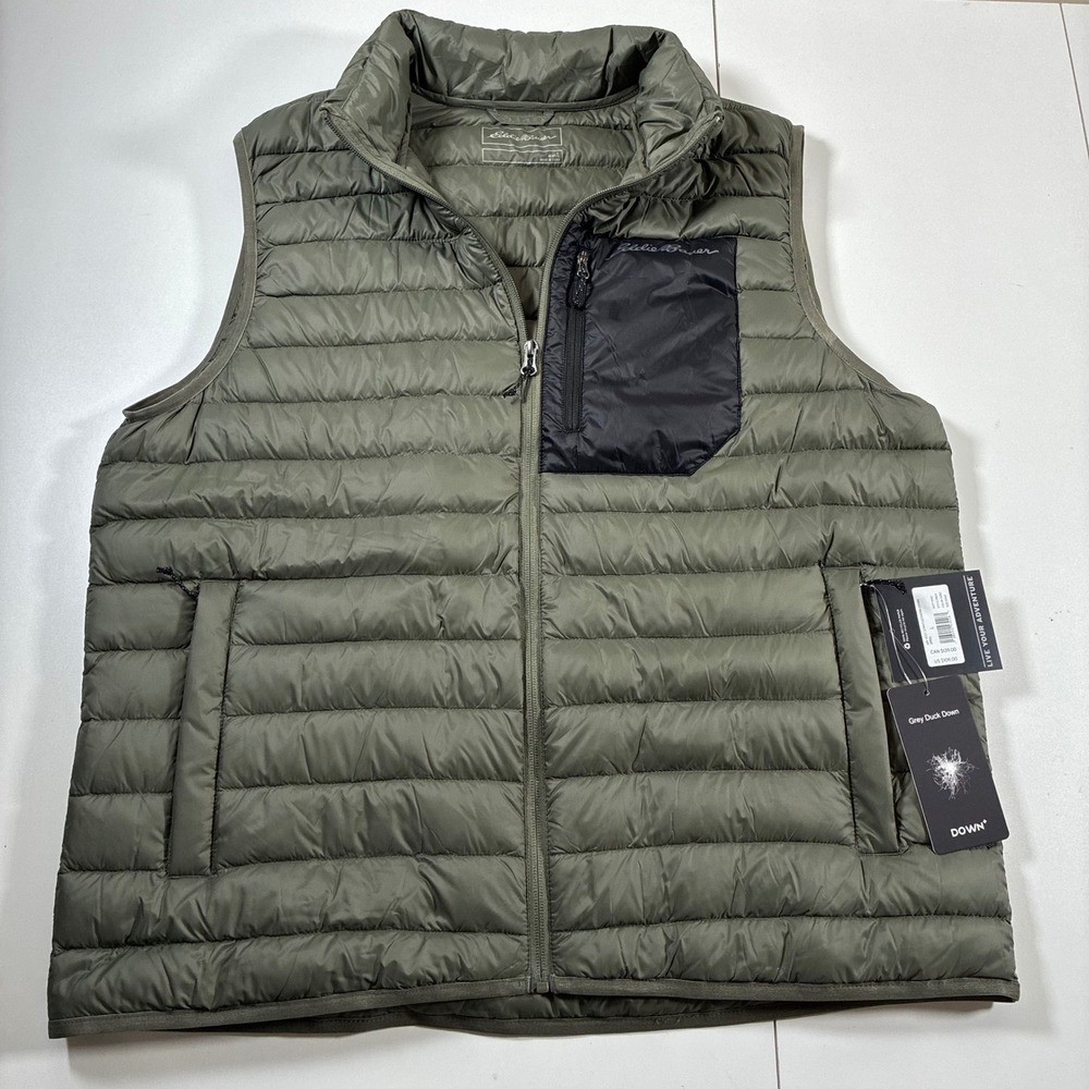 NEW Eddie Bauer Stratustherm 650 Down Vest Large Sprig Green Puffer HIking